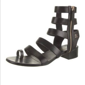 Black Chanel Gladiator Sandals size 39.5 9.5